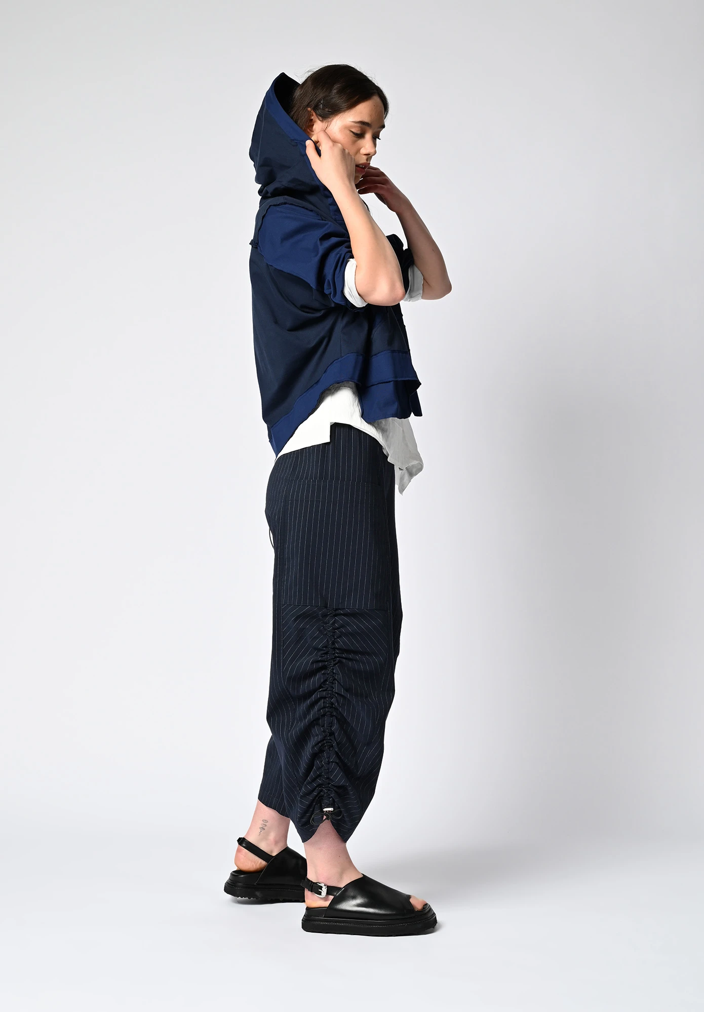 MM SÖHN - INTERIM DRAWCORD PANT - INK PINSTRIPE MM SÖHN - INTERIM DRAWCORD PANT - INK PINSTRIPE