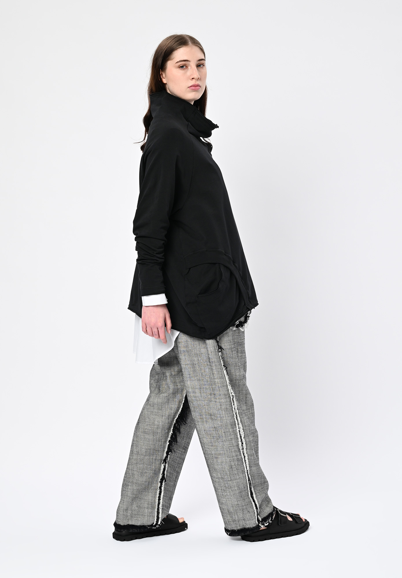 STUDIO RUNDHOLZ | BLACK LABEL - RIBBED TRIM LONG SLEEVE TOP - BLACK STUDIO RUNDHOLZ | BLACK LABEL - RIBBED TRIM LONG SLEEVE TOP - BLACK