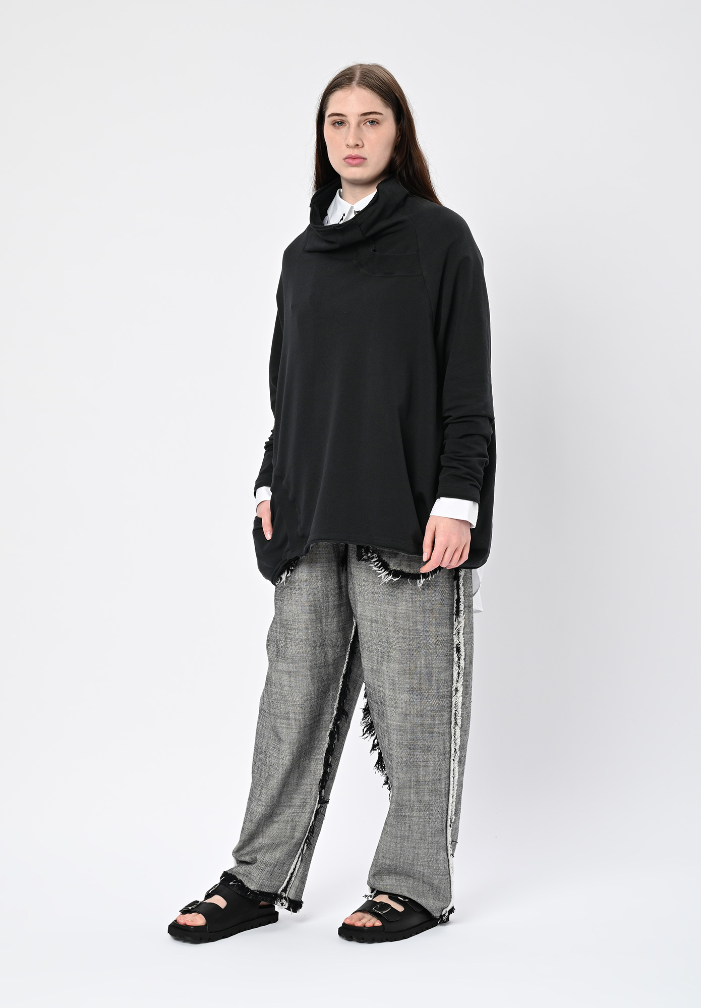 STUDIO RUNDHOLZ | BLACK LABEL - RIBBED TRIM LONG SLEEVE TOP - BLACK STUDIO RUNDHOLZ | BLACK LABEL - RIBBED TRIM LONG SLEEVE TOP - BLACK