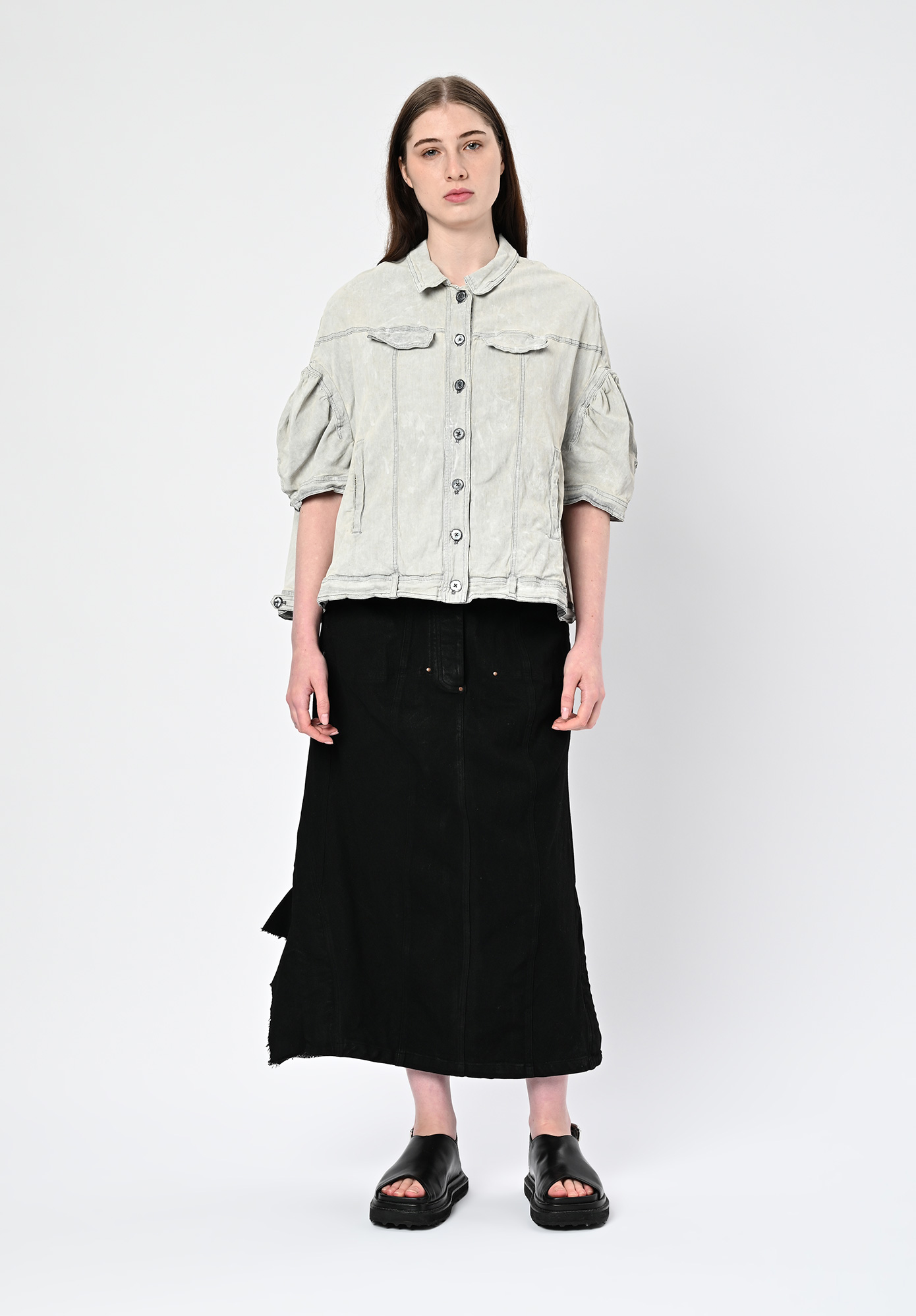 STUDIO RUNDHOLZ | DIP - HIP LENGTH SHIRT JACKET - SEAFOAM FOG