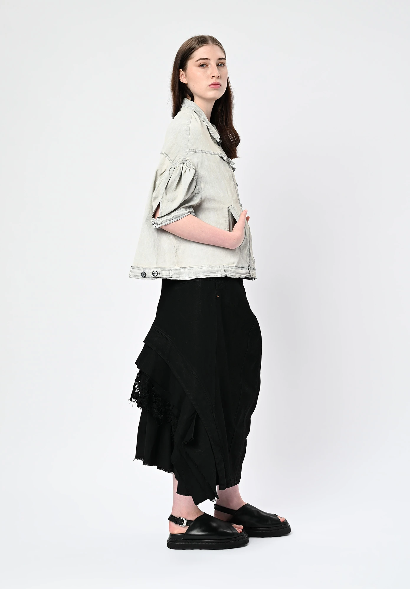 STUDIO RUNDHOLZ | DIP - HIP LENGTH SHIRT JACKET - SEAFOAM FOG
