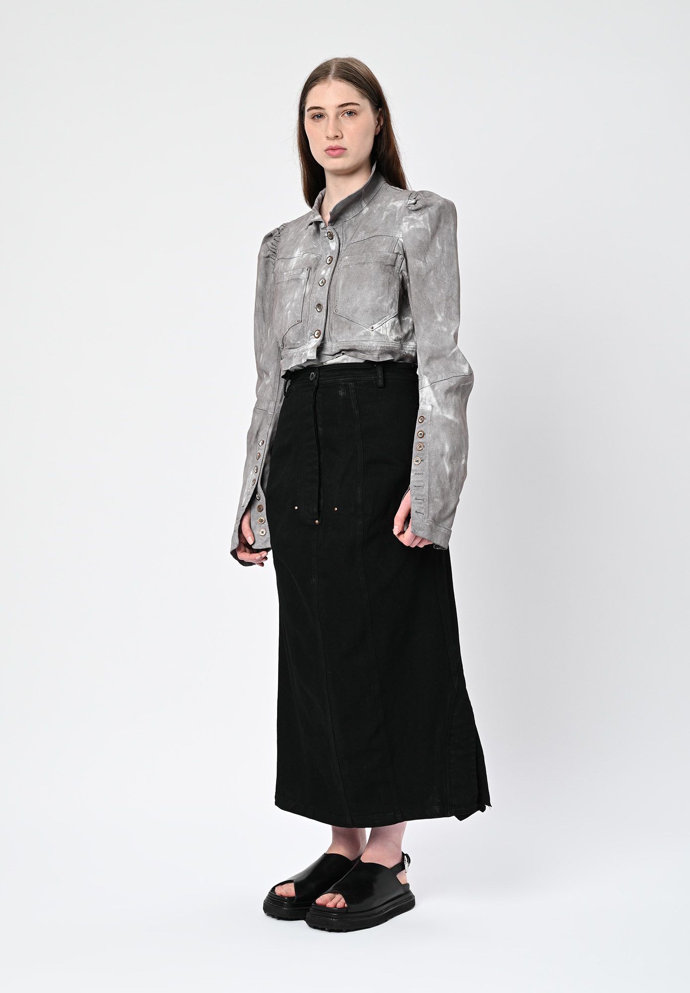STUDIO RUNDHOLZ | DIP - CROPPED JACKET WITH JULIET SLEEVE - AMBER FOG
