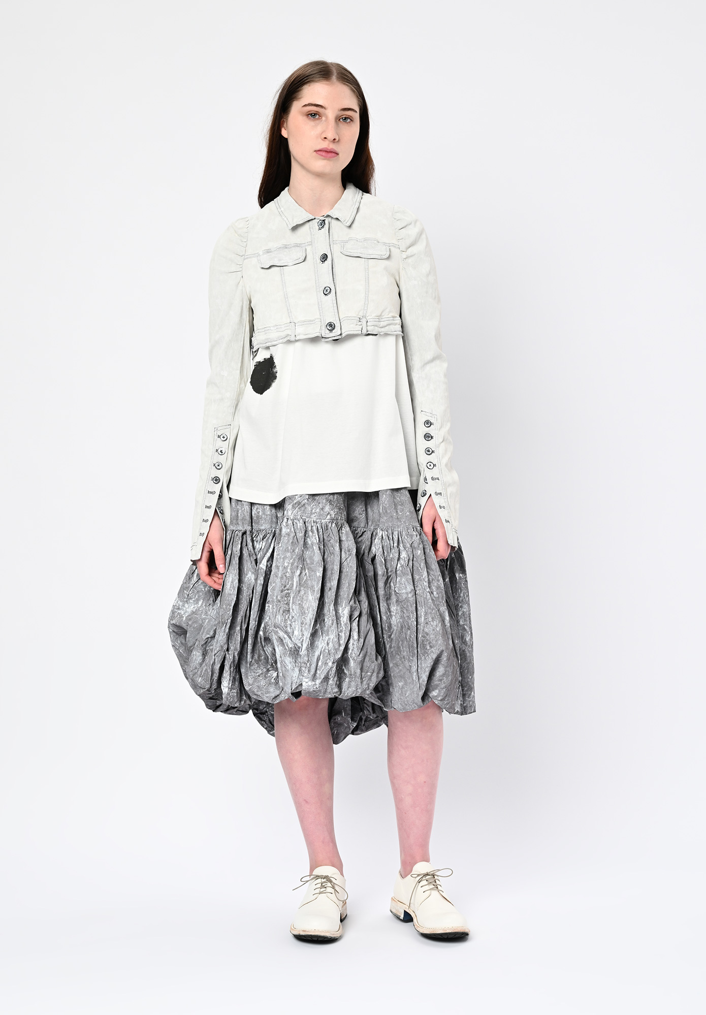 STUDIO RUNDHOLZ | DIP - CROPPED JACKET WITH JULIET SLEEVE - SEAFOAM FOG STUDIO RUNDHOLZ | DIP - CROPPED JACKET WITH JULIET SLEEVE - SEAFOAM FOG