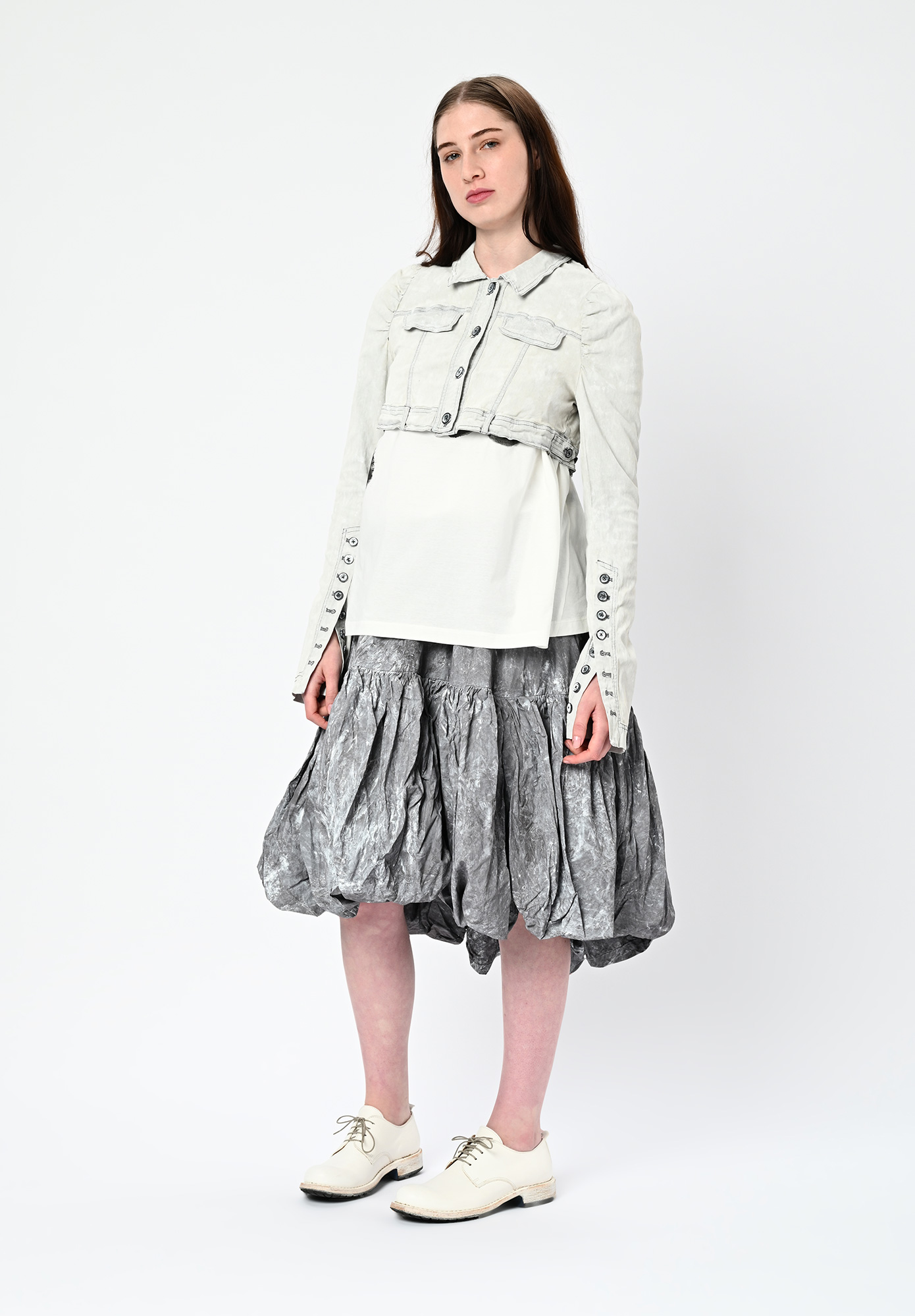 STUDIO RUNDHOLZ | DIP - CROPPED JACKET WITH JULIET SLEEVE - SEAFOAM FOG STUDIO RUNDHOLZ | DIP - CROPPED JACKET WITH JULIET SLEEVE - SEAFOAM FOG