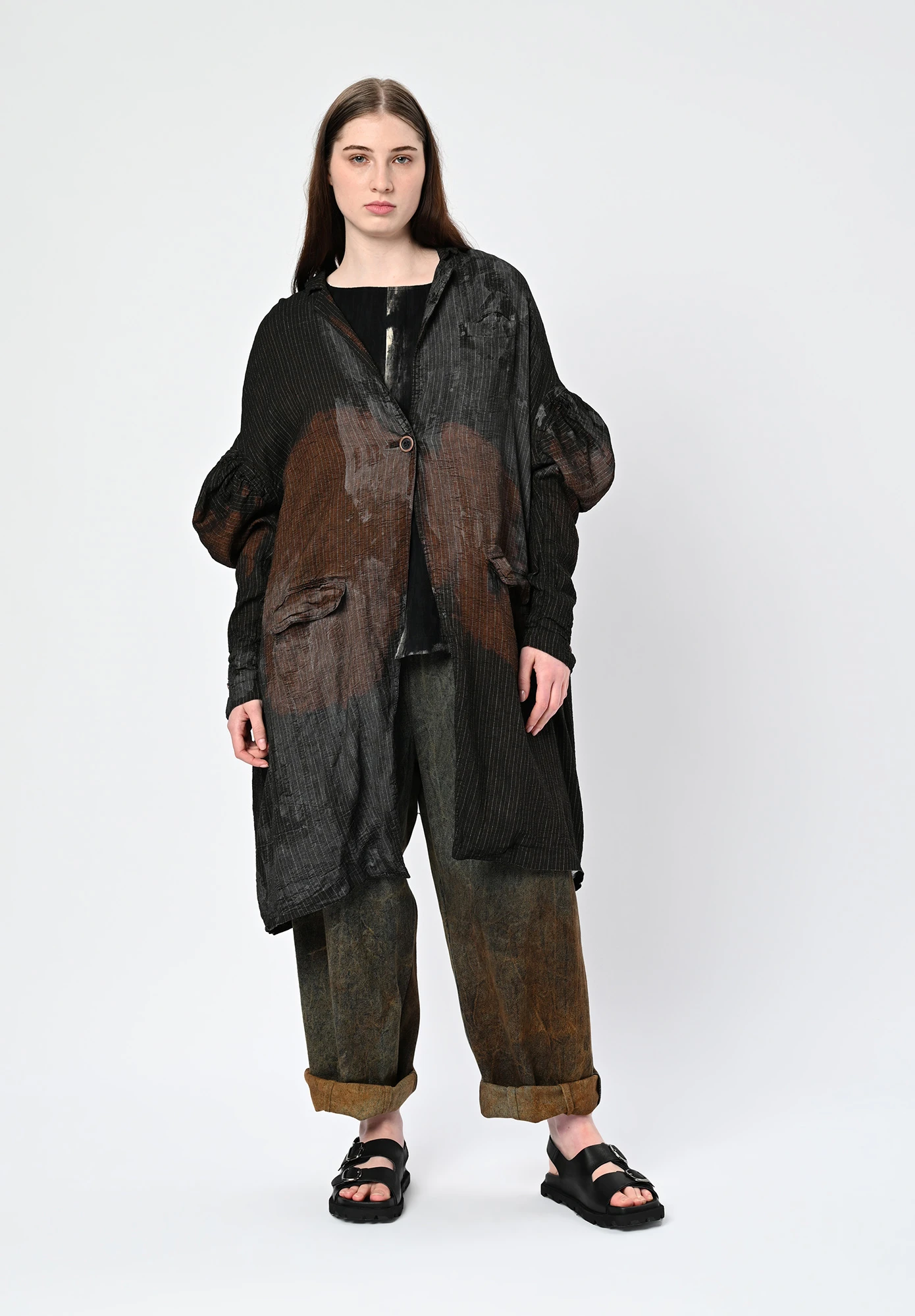 STUDIO RUNDHOLZ | DIP - COAT WITH JULIET SLEEVE - AMBER STORM
