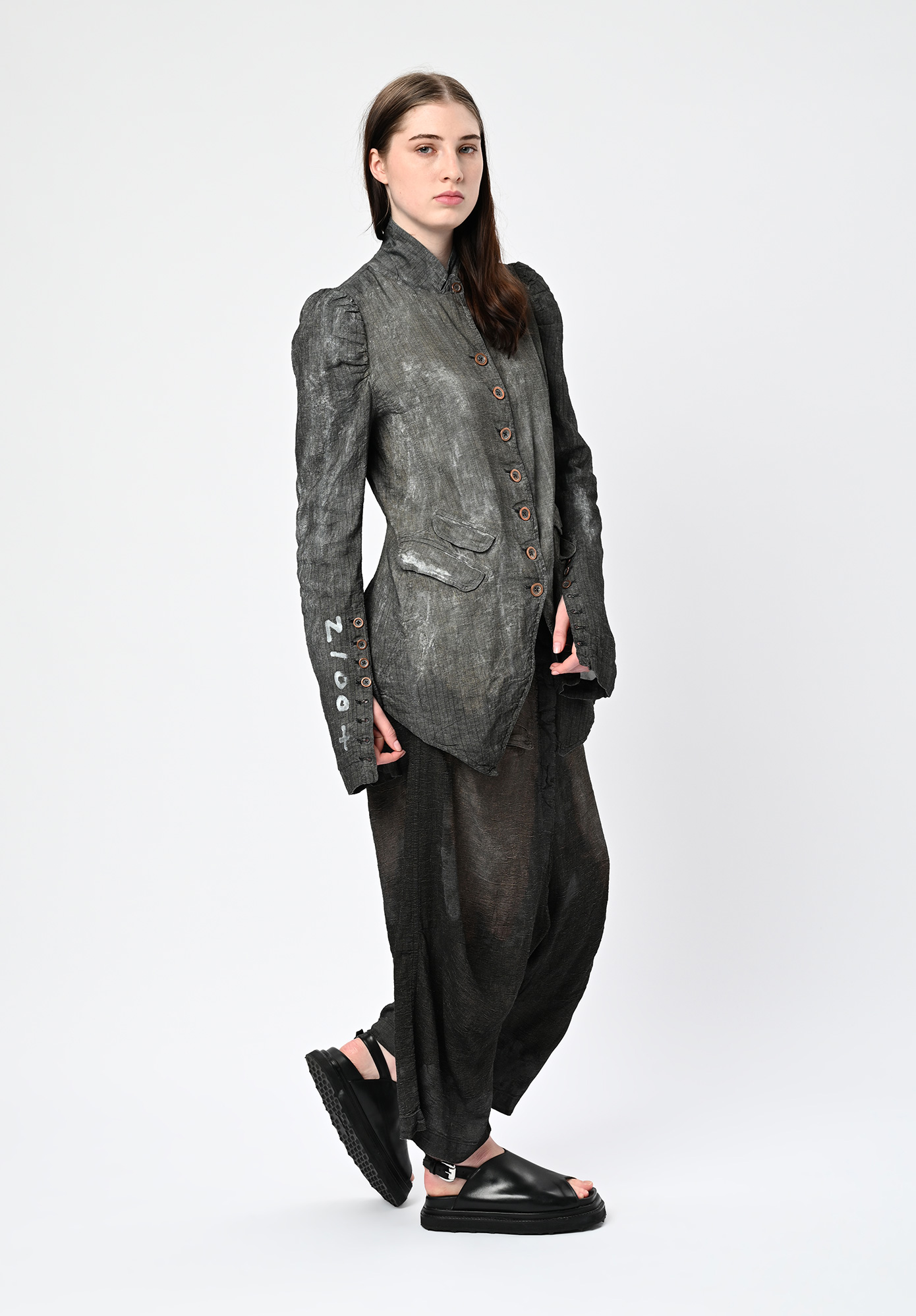 STUDIO RUNDHOLZ | DIP - JACKET WITH JULIET SLEEVE - LINEN FOG