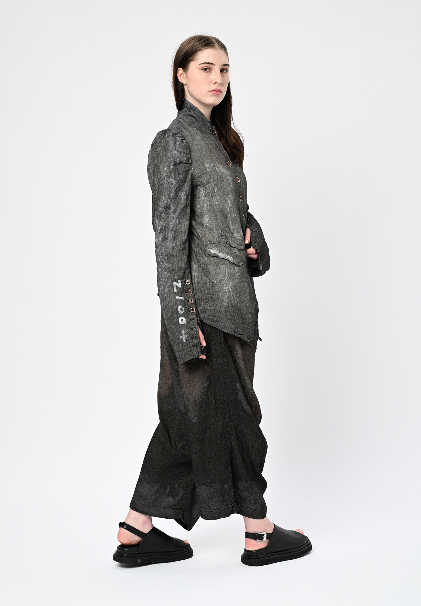 STUDIO RUNDHOLZ | DIP - JACKET WITH JULIET SLEEVE - LINEN FOG