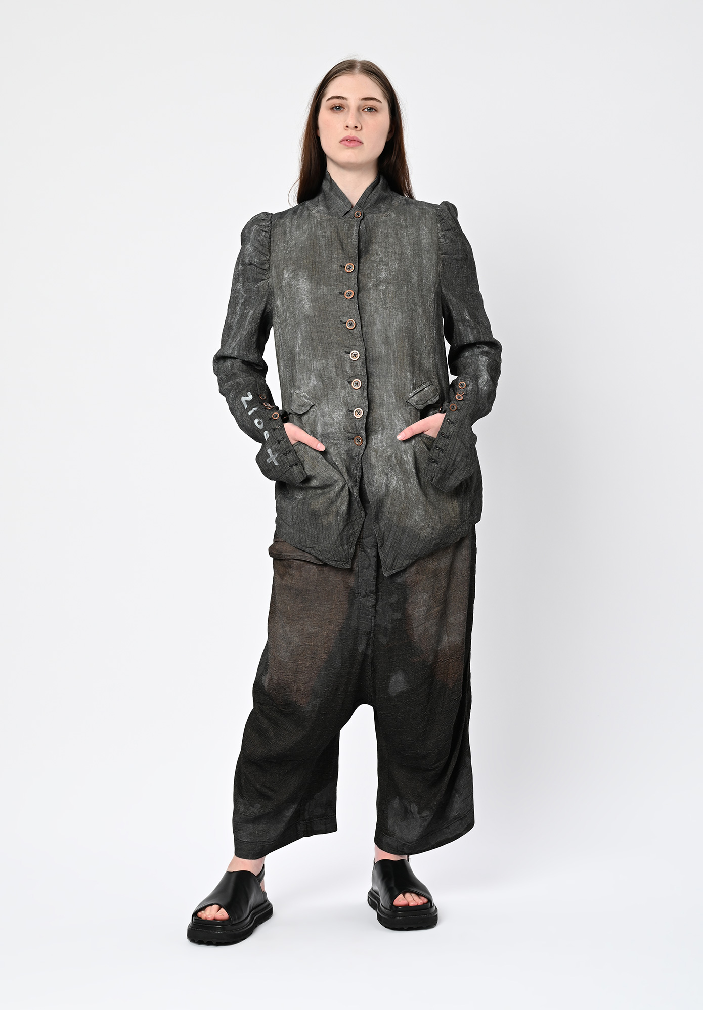 STUDIO RUNDHOLZ | DIP - JACKET WITH JULIET SLEEVE - LINEN FOG
