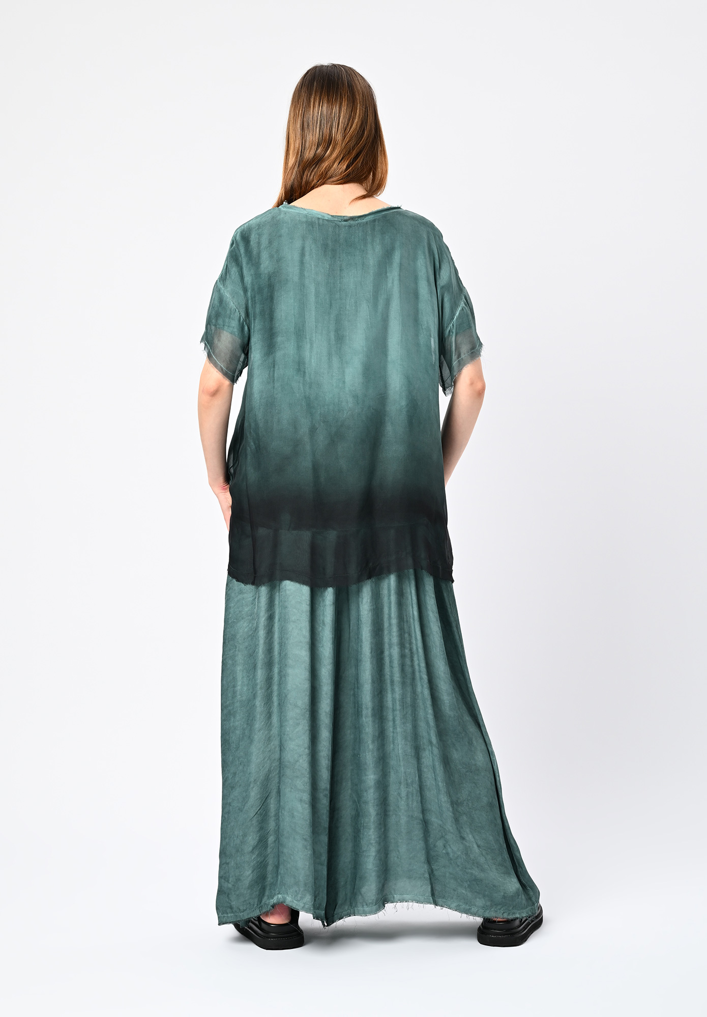 SANCTAMUERTE - DROPPED SHOULDER OMBRE DIP DYE TOP - TIFFANY MARINE SPRAY ASH GREY SANCTAMUERTE - DROPPED SHOULDER OMBRE DIP DYE TOP - TIFFANY MARINE SPRAY ASH GREY