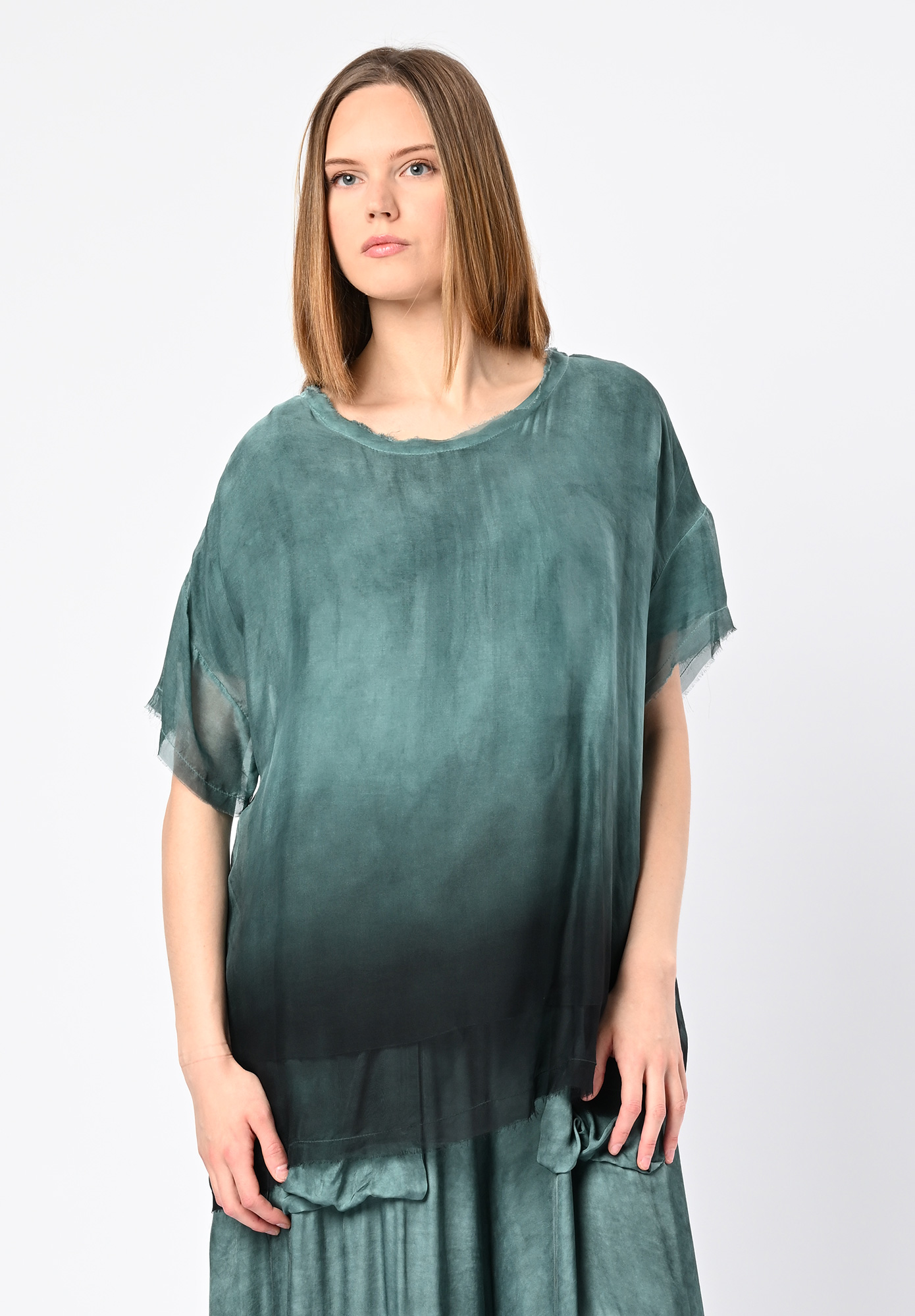 SANCTAMUERTE - DROPPED SHOULDER OMBRE DIP DYE TOP - TIFFANY MARINE SPRAY ASH GREY SANCTAMUERTE - DROPPED SHOULDER OMBRE DIP DYE TOP - TIFFANY MARINE SPRAY ASH GREY