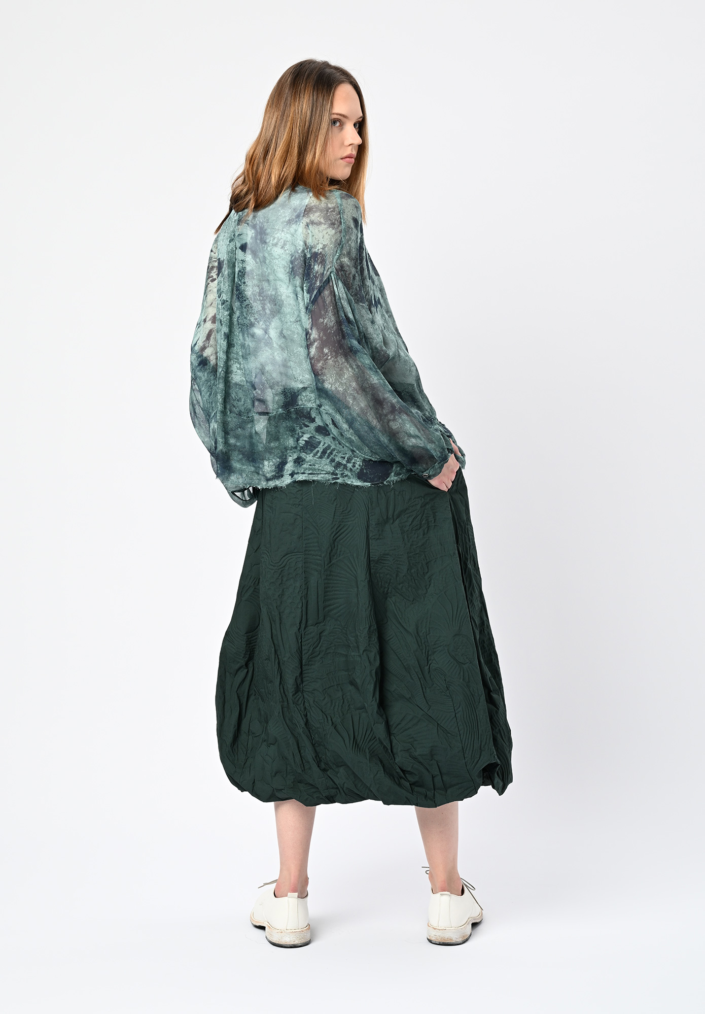 SANCTAMUERTE - SHIRT JACKET PRINT HIP LENGTH WITH FRONT INSERT POCKETS - TIFFANY MARINE
