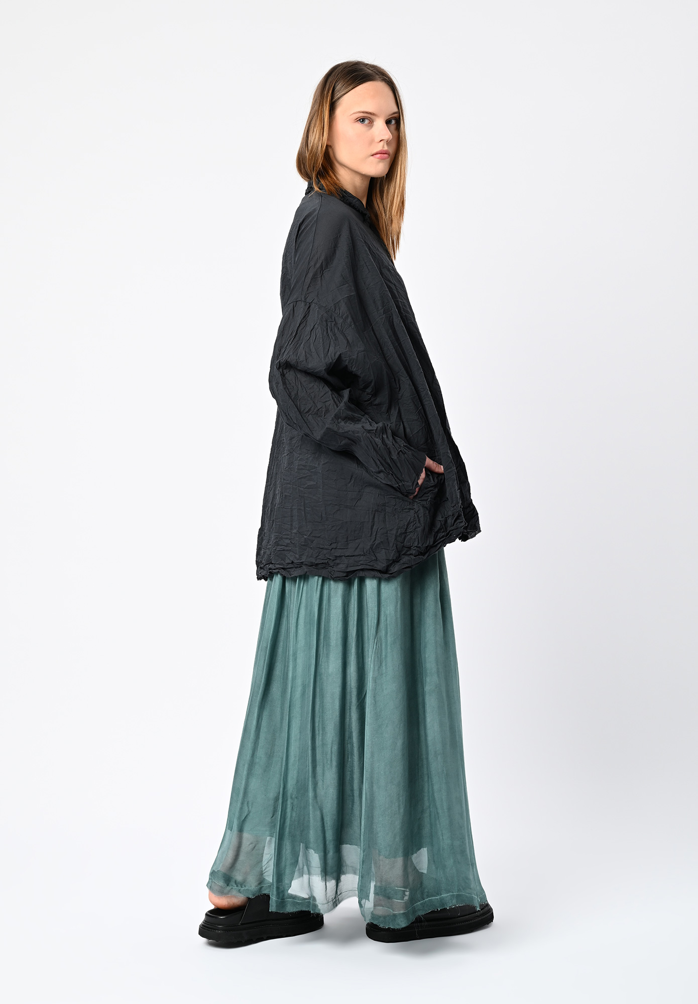 SANCTAMUERTE - OMBRE DIP DYED DRAPEY SKIRT - TIFFANY MARINE SANCTAMUERTE - OMBRE DIP DYED DRAPEY SKIRT - TIFFANY MARINE