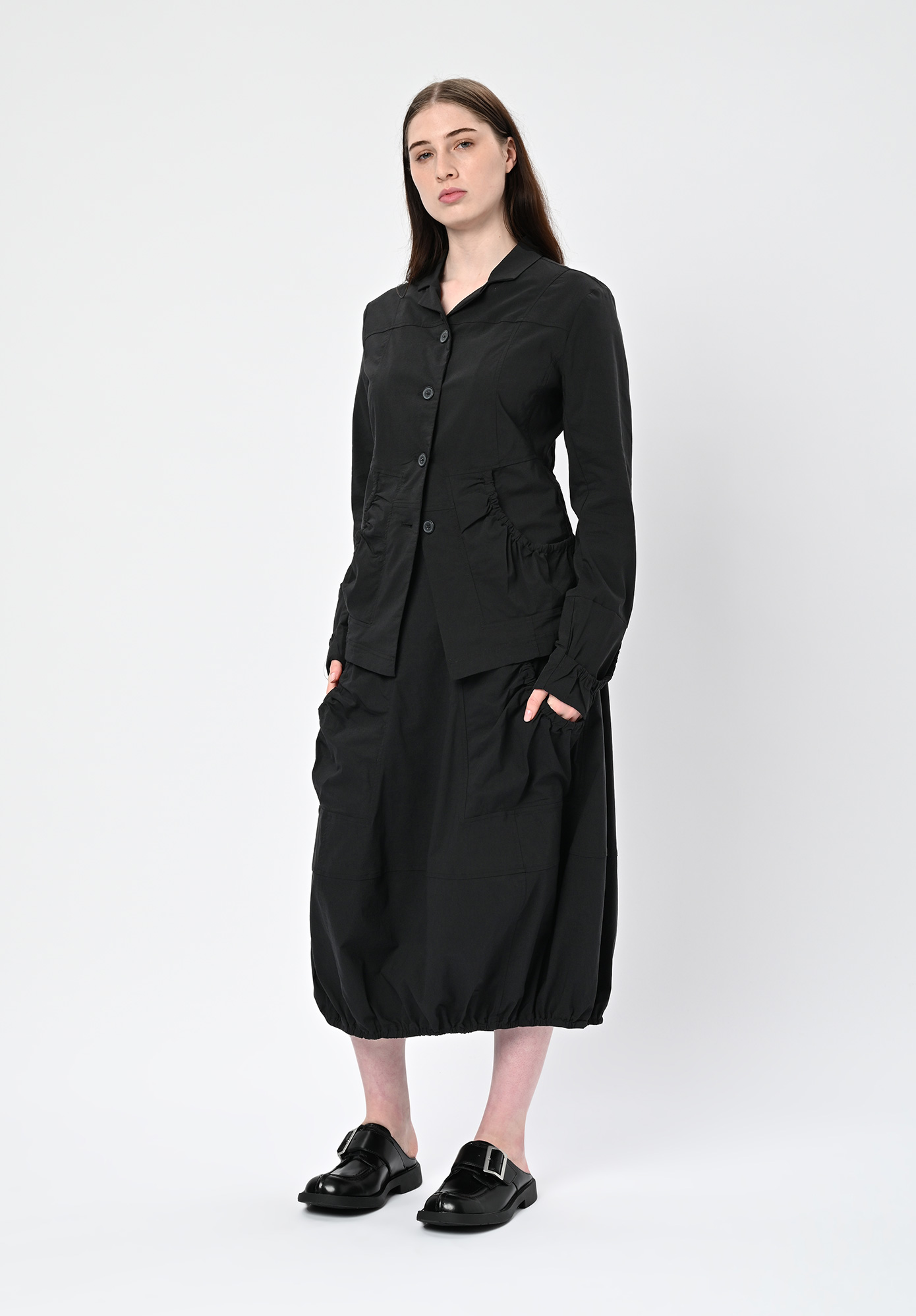 STUDIO RUNDHOLZ | BLACK LABEL - SHORT JACKET WITH GATHERED POCKET INSERT - BLACK STUDIO RUNDHOLZ | BLACK LABEL - SHORT JACKET WITH GATHERED POCKET INSERT - BLACK
