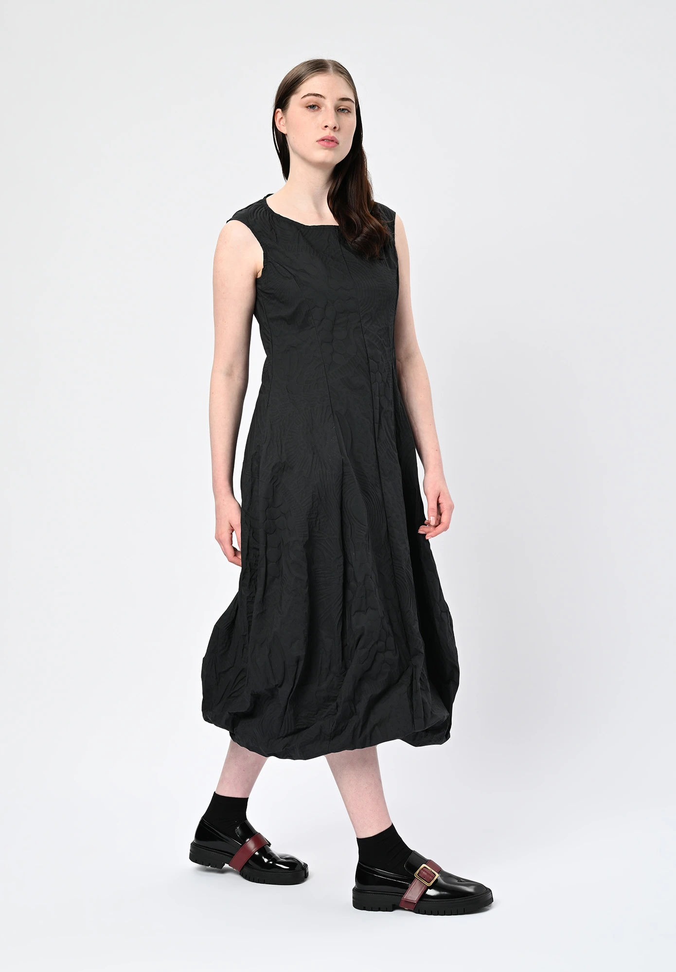 STUDIO RUNDHOLZ | BLACK LABEL - TULIP PANEL DRESS - BLACK POPLIN PRINT