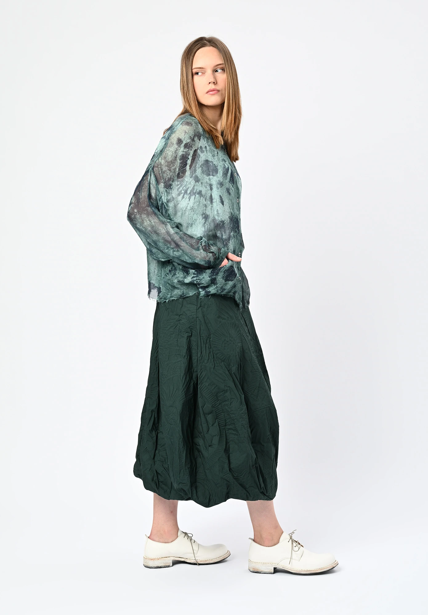STUDIO RUNDHOLZ | BLACK LABEL - TULIP HEM PANELLED SKIRT - TREE POPLIN PRINT STUDIO RUNDHOLZ | BLACK LABEL - TULIP HEM PANELLED SKIRT - TREE POPLIN PRINT