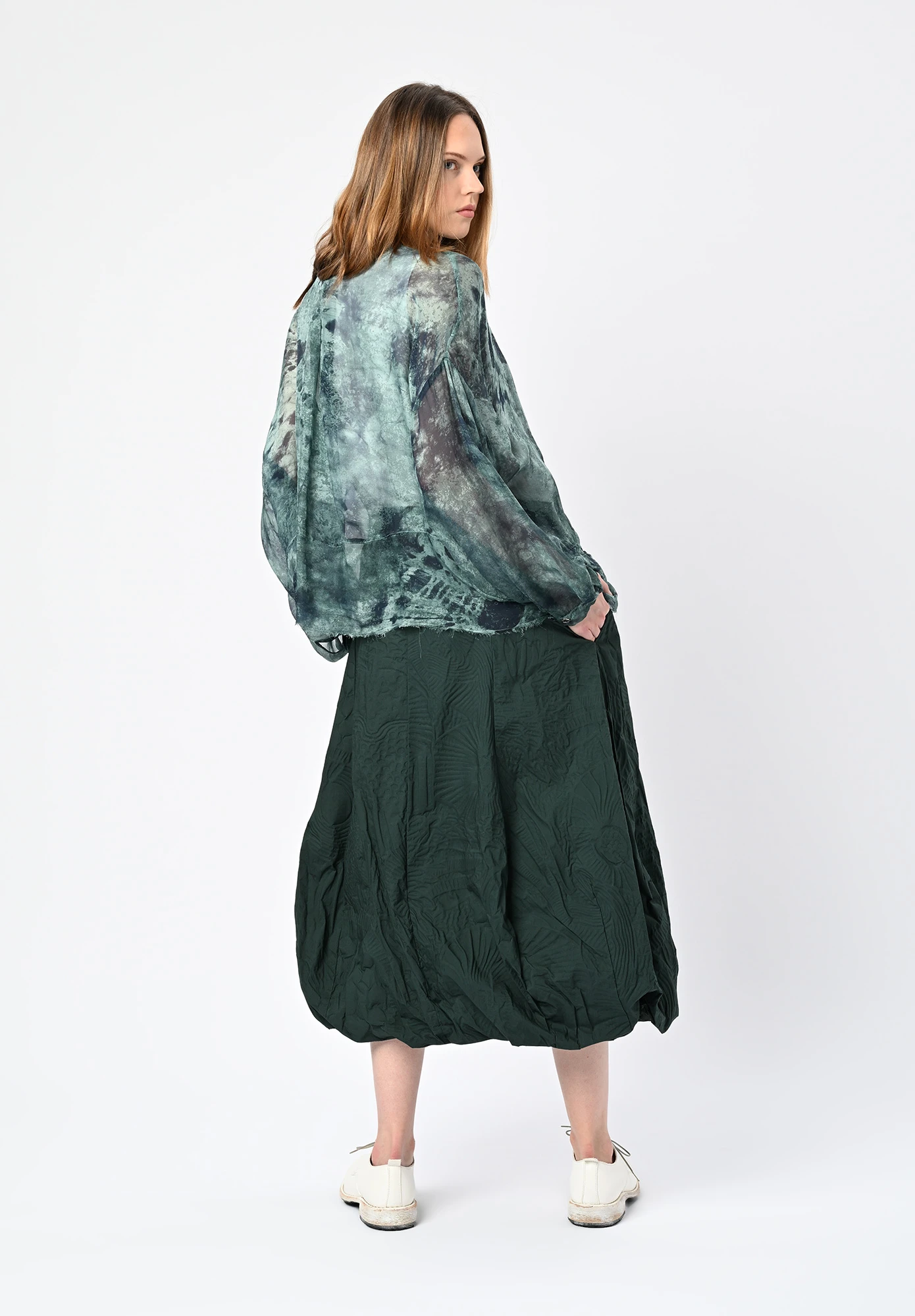 STUDIO RUNDHOLZ | BLACK LABEL - TULIP HEM PANELLED SKIRT - TREE POPLIN PRINT STUDIO RUNDHOLZ | BLACK LABEL - TULIP HEM PANELLED SKIRT - TREE POPLIN PRINT