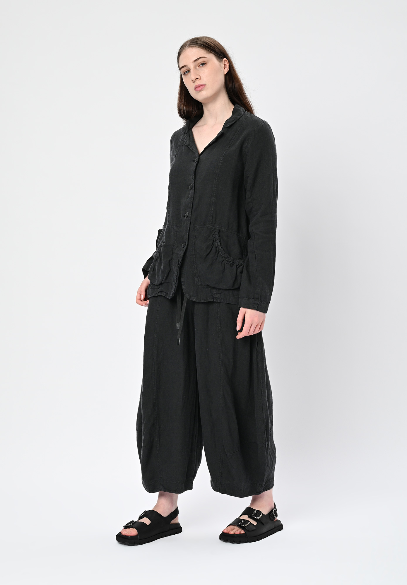 STUDIO RUNDHOLZ | BLACK LABEL - PANELLED TULIP LEG PANT DRAWCORD WAIST - BLACK STUDIO RUNDHOLZ | BLACK LABEL - PANELLED TULIP LEG PANT DRAWCORD WAIST - BLACK