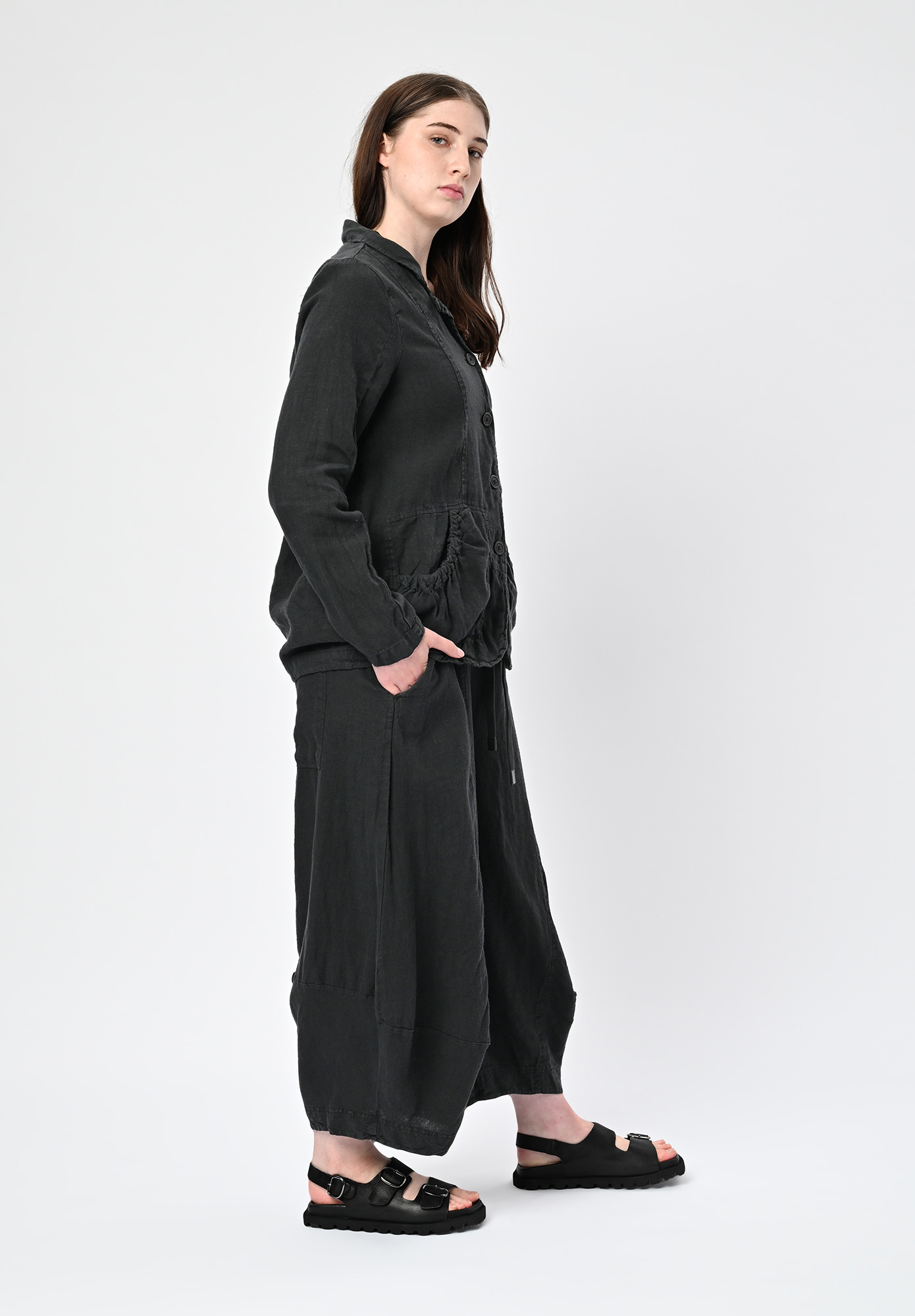 STUDIO RUNDHOLZ | BLACK LABEL - PANELLED TULIP LEG PANT DRAWCORD WAIST - BLACK STUDIO RUNDHOLZ | BLACK LABEL - PANELLED TULIP LEG PANT DRAWCORD WAIST - BLACK