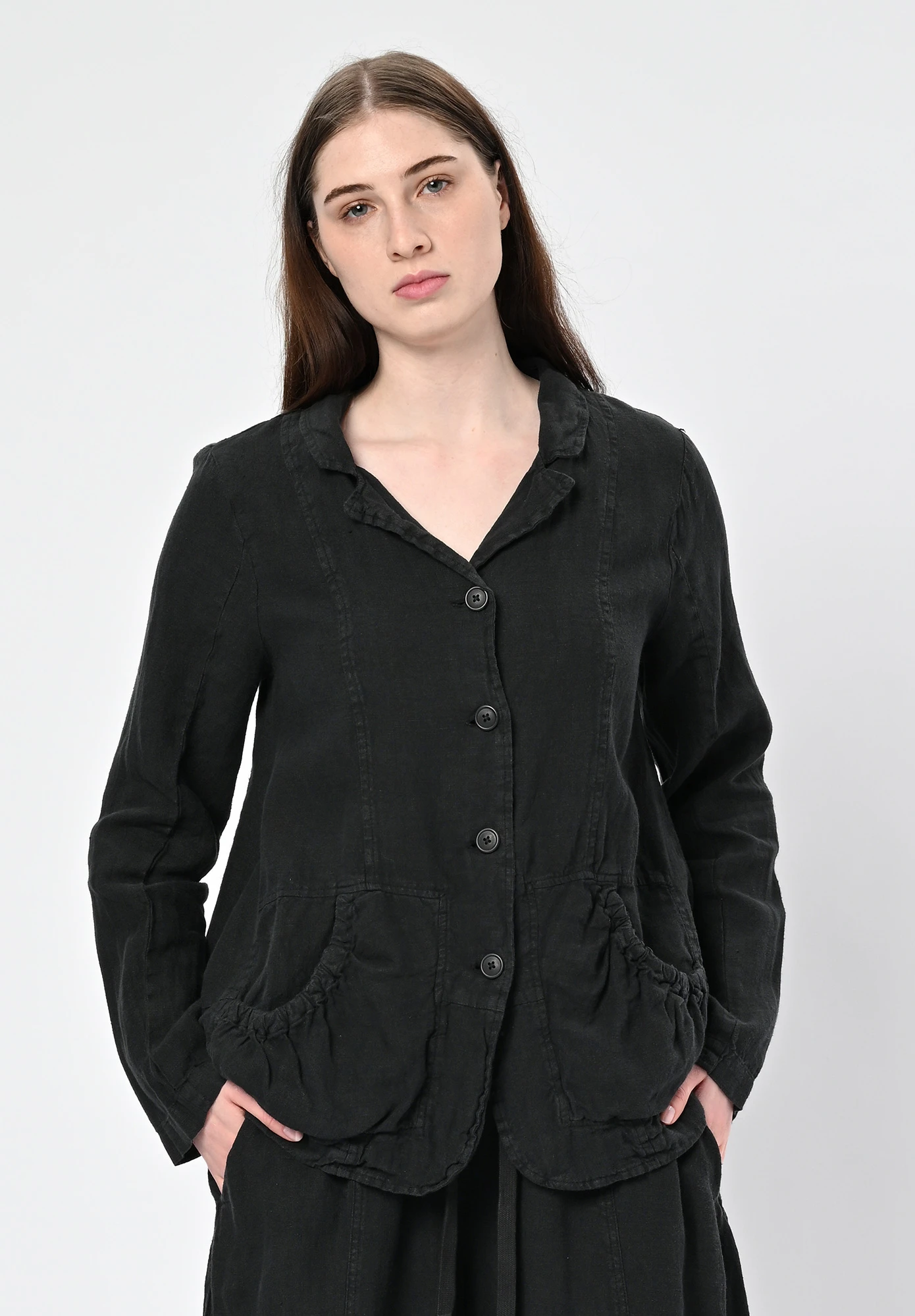 STUDIO RUNDHOLZ | BLACK LABEL - JACKET WITH GATHERED POCKETS - BLACK