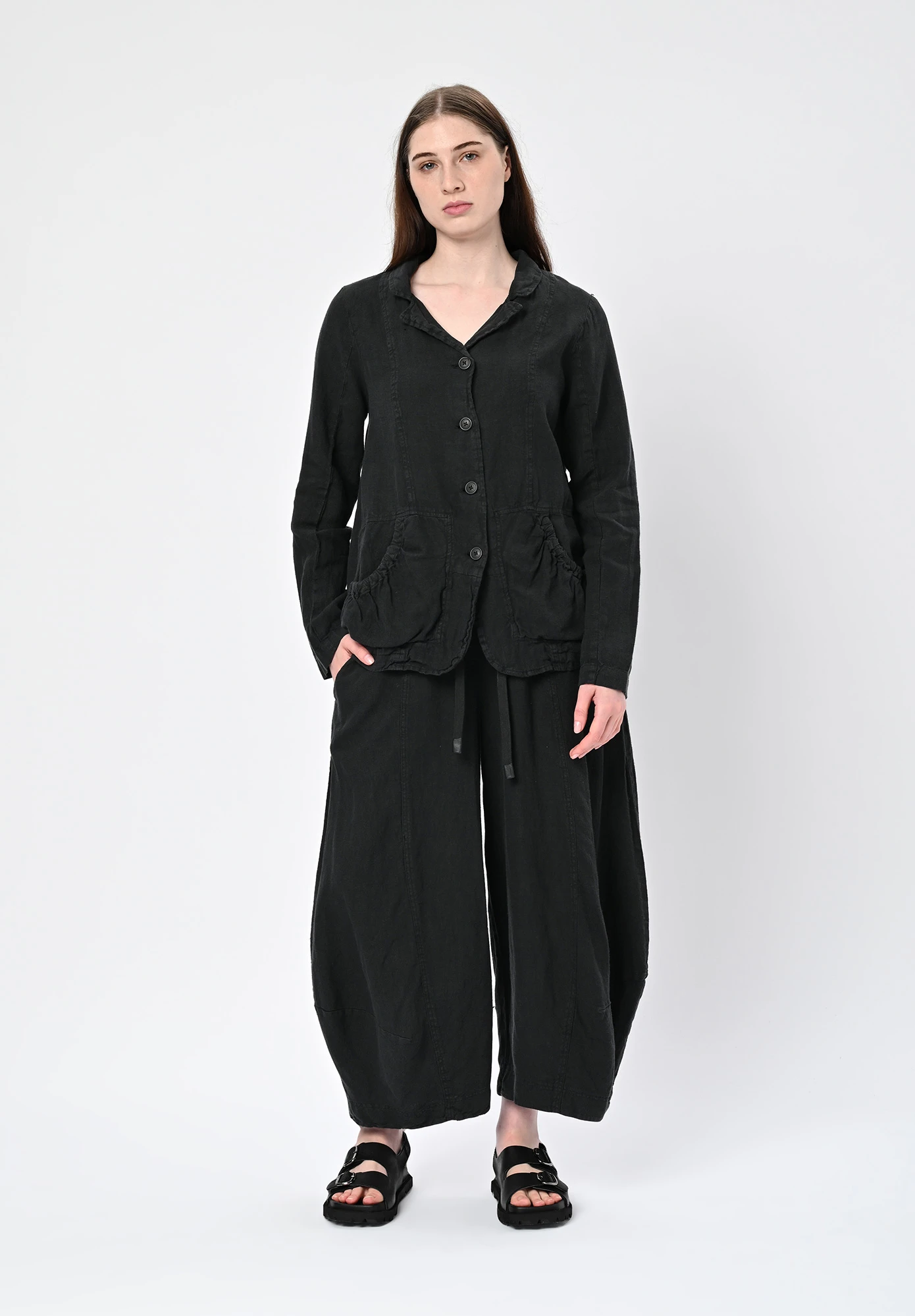 STUDIO RUNDHOLZ | BLACK LABEL - JACKET WITH GATHERED POCKETS - BLACK STUDIO RUNDHOLZ | BLACK LABEL - JACKET WITH GATHERED POCKETS - BLACK