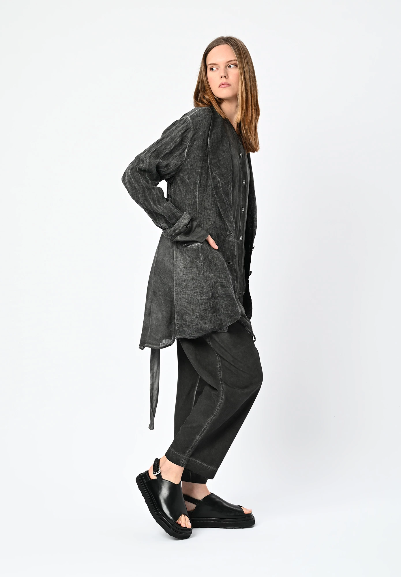 SANCTAMUERTE - RELAXED 2 BUTTON LONGERLINE JACKET - ASH GREY SANCTAMUERTE - RELAXED 2 BUTTON LONGERLINE JACKET - ASH GREY