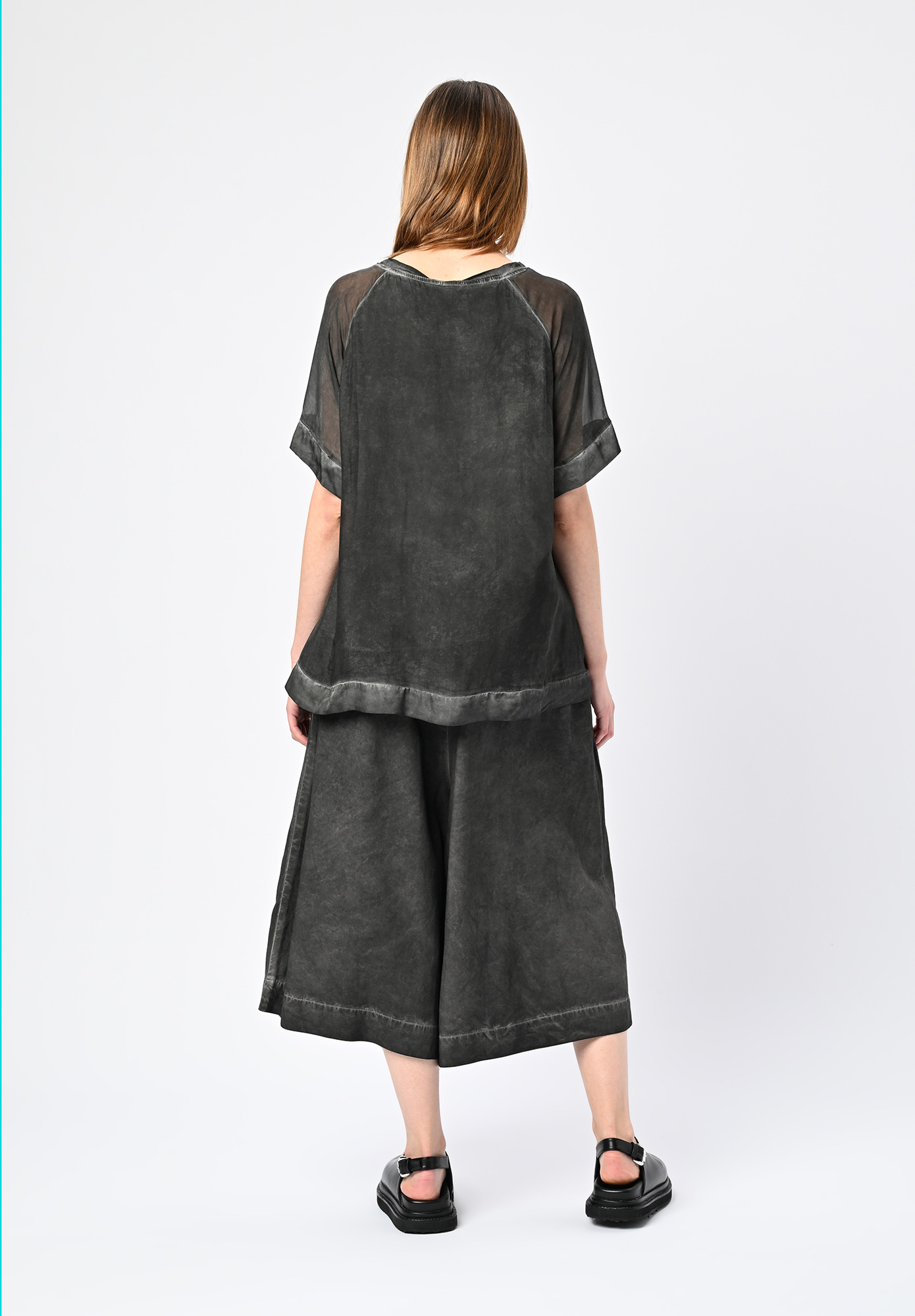 SANCTAMUERTE - SHORT SLEEVE ROUND NECK TOP - ASH GREY SANCTAMUERTE - SHORT SLEEVE ROUND NECK TOP - ASH GREY