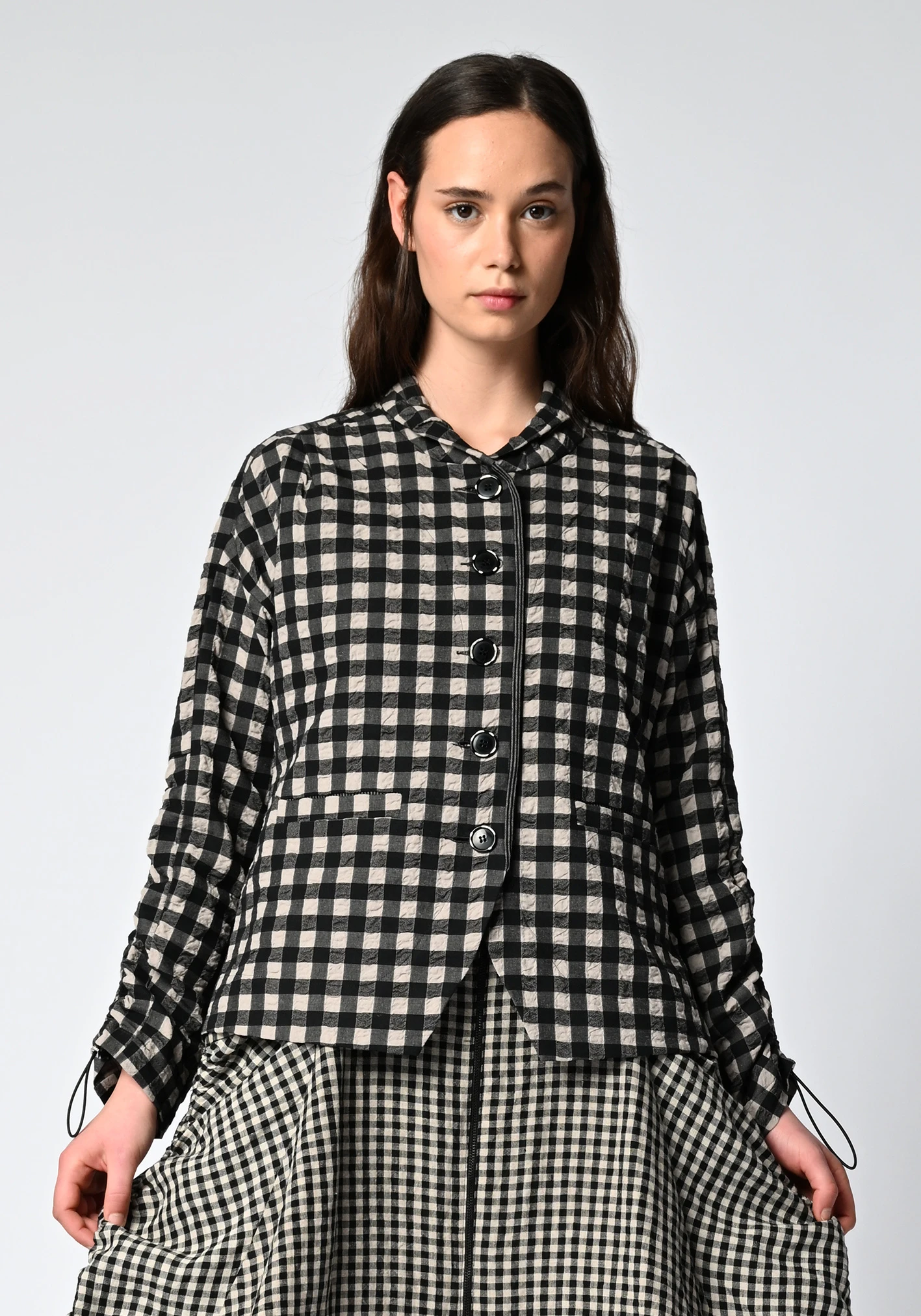 MM SÖHN - MEMOIR JACKET - BLACK | TAUPE GINGHAM CHECK MM SÖHN - MEMOIR JACKET - BLACK | TAUPE GINGHAM CHECK