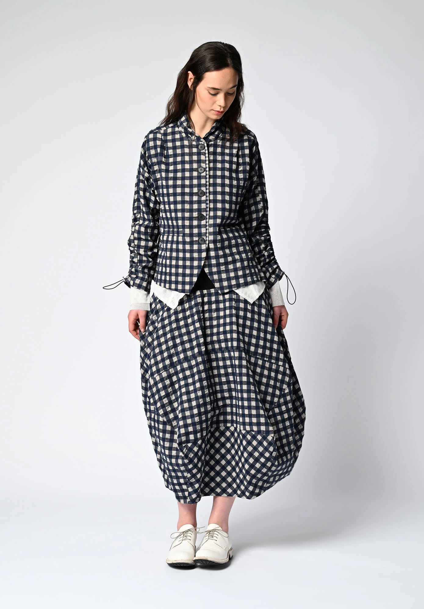 MM SÖHN - MEMOIR JACKET - INK | TAUPE GINGHAM CHECK