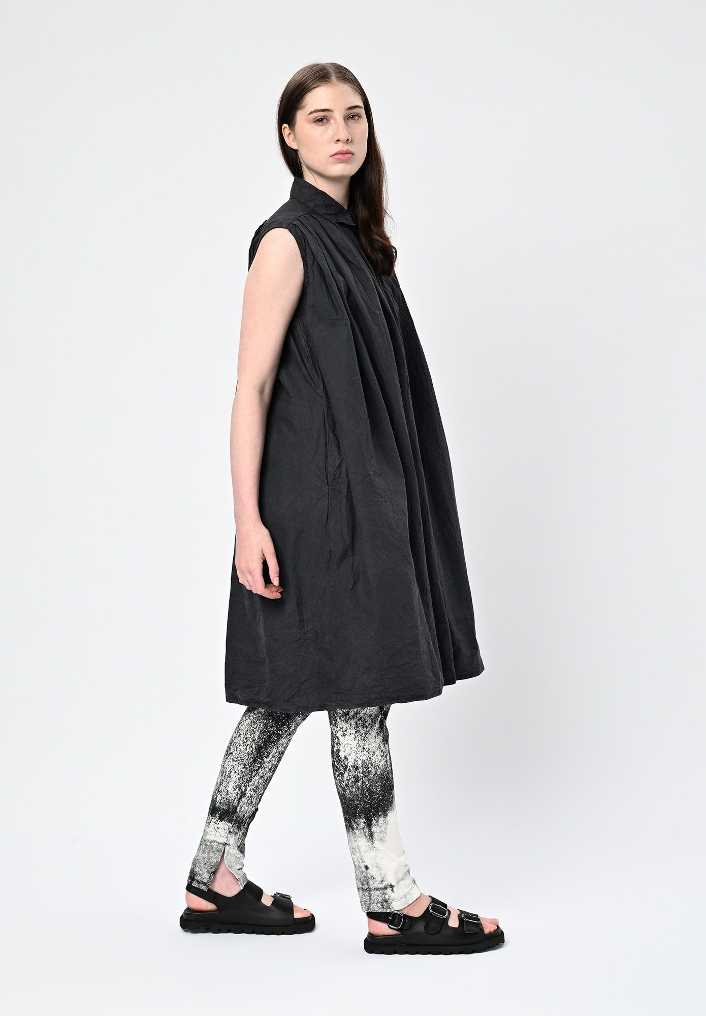 PRIVATSACHEN - KINDROOT DRESS WITH SHOULDER PINTUCK DETAIL - SATT | SLATE