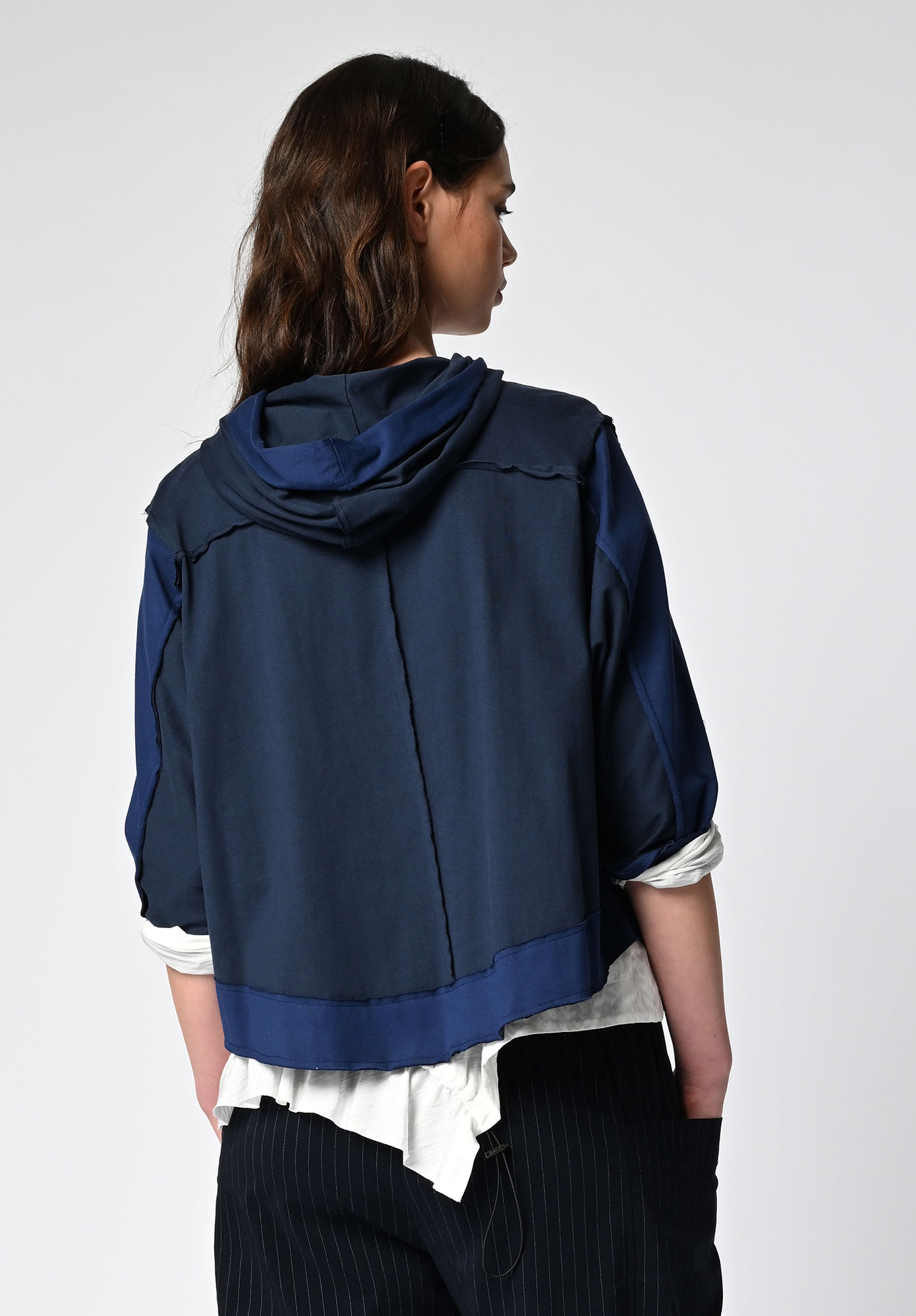 MM SÖHN - INTERVAL CROPPED HOODY - INK | ROYAL