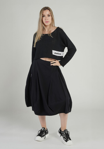 【hanttam】[ Tulip ] Shoulder Skirt - BLACK Black Tulip Hem Skirt – Embolden