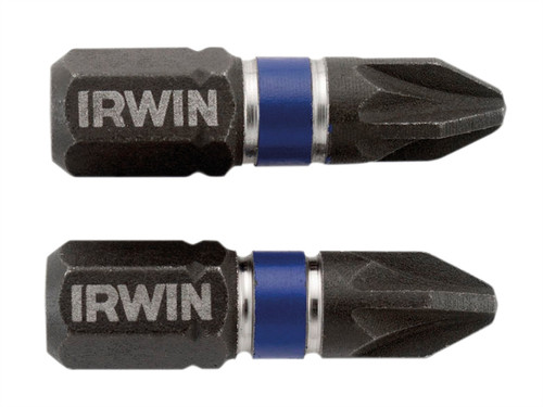 IRWIN Impact Screwdriver Bits Pozi PZ2 25mm Pack of 2| Toolden