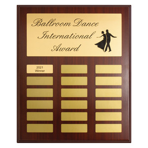 The Banner Gold Plaque is a classic award design that combines traditional styling with strong visual impact. Featuring a gold-tone plate with a distinctive banner-style header, this plaque is ideal for highlighting award titles while allowing clear, personalised engraving below.