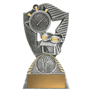 Recognise outstanding performance in the pool with the bold and modern Swimming Gambit Trophy. Designed with sharp lines, dynamic angles, and a swimming motif, this trophy makes a strong statement at any presentation event.