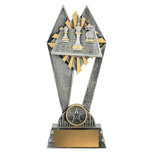 The Chess Peak Trophy is a distinguished and intellectual award designed to celebrate strategy, foresight, and mental mastery. Featuring a striking peak design with chess-themed details, this trophy symbolises tactical brilliance, patience, and reaching the pinnacle of success on the board. Its polished finish and customisable base make it an excellent choice for recognising individual grandmasters or club champions.