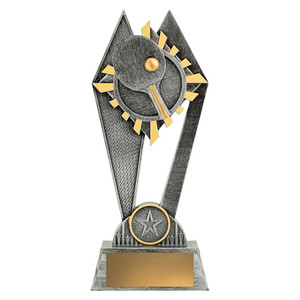 The Table Tennis Peak Trophy is a sharp and energetic award designed to celebrate lightning-fast reflexes, spin, and strategic control. Featuring a striking peak design with table tennis-themed details, such as the paddle and ball, this trophy symbolises agility, focus, and reaching the pinnacle of success across the net. Its polished finish and customisable base make it an excellent choice for recognising individual winners, doubles partners, or league champions in any setting.