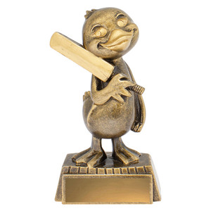The Duck Trophy is the ultimate "hall of shame" accolade for any cricket club, designed to bring a bit of levity to the most unfortunate of innings. This novelty piece features a cheeky, character-filled duck confidently wielding a cricket bat, immortalizing those moments when the stumps were rattled before the scoreboard could even move. It is the perfect blend of sporting tradition and lighthearted banter.