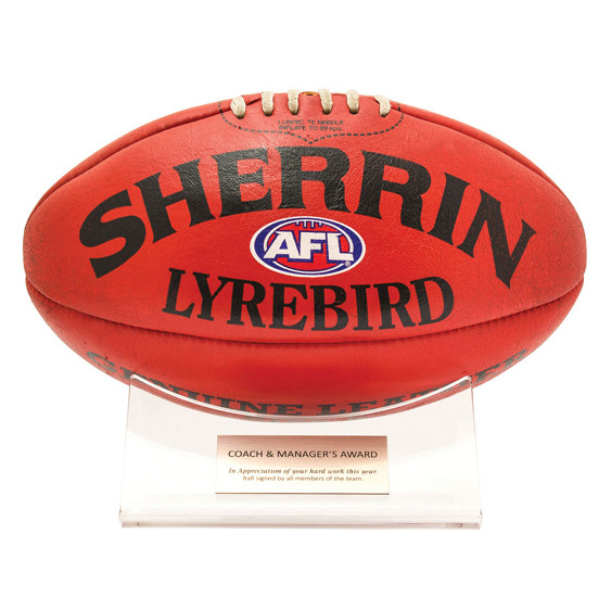 Stylish acrylic ball holder for Aussie Rules