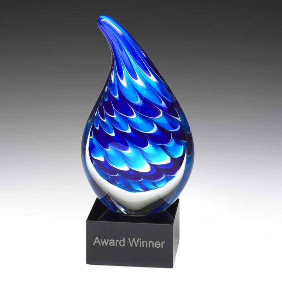The Blue Dream Award makes a dramatic statement with black crystal base and striking multi-layered blue colour pattern.