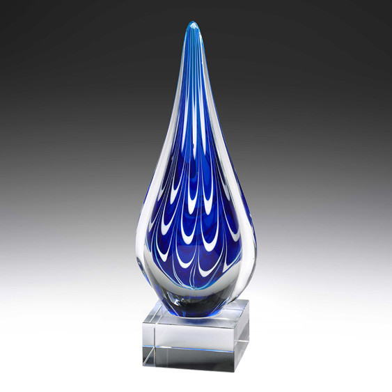 Art Glass Cumulus features a beguiling design with a cascading pattern of blue colours.