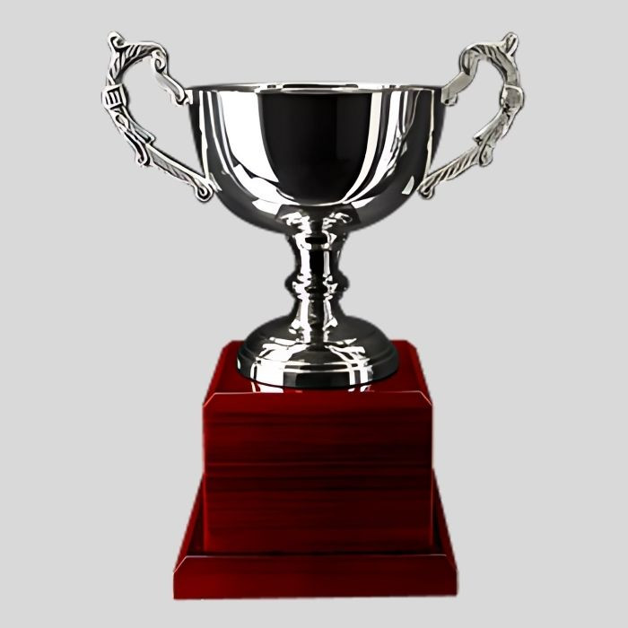 The MT Silver Cup and Wooden Base is a sophisticated and timeless award, designed to honour exceptional achievements with elegance. Featuring a polished silver cup mounted on a rich rosewood or black base, this trophy embodies prestige and tradition. The combination of the gleaming silver and the warm tones of the base creates a striking visual contrast with ample space for personalised engraving.