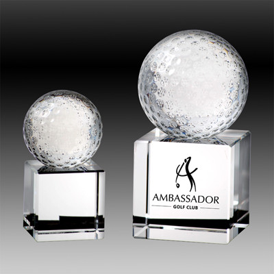 The Crystal Golf Ball on Base Award is a premium recognition piece, perfect for celebrating excellence on the golf course. Featuring a meticulously detailed crystal golf ball perched atop a polished crystal base, this award combines elegance with a sports-inspired design. Its smooth surfaces provide ample space for personalised engraving, making it ideal for tournaments, corporate golf events, or special commemorations.