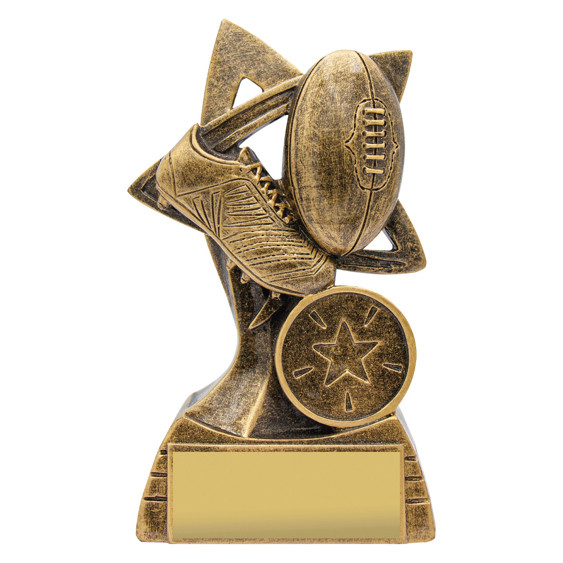 The Aussie Rules Spinifex Trophy is a vibrant and dynamic award designed to celebrate outstanding achievements on the field. Featuring a striking Spinifex-inspired design that captures energy, motion, and the excitement of Australian Rules Football, this trophy makes a bold statement at any presentation event. Its polished finish and customisable base make it perfect for recognising standout performances and team success.