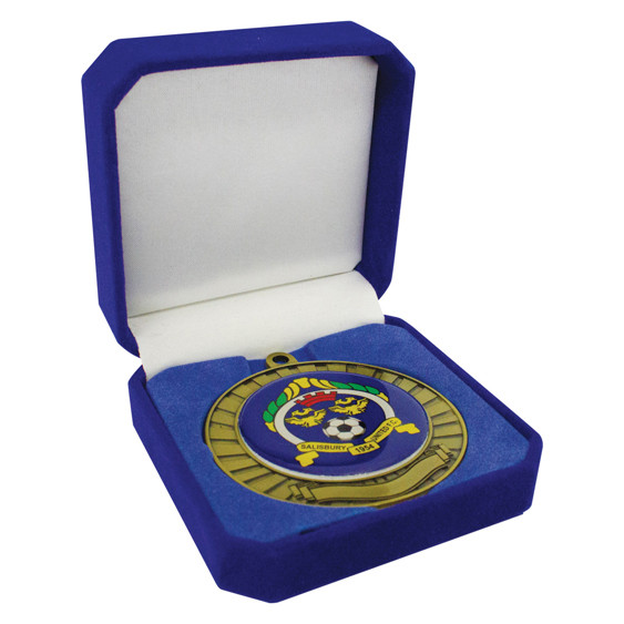 Crown Medal Velvet Box - Blue