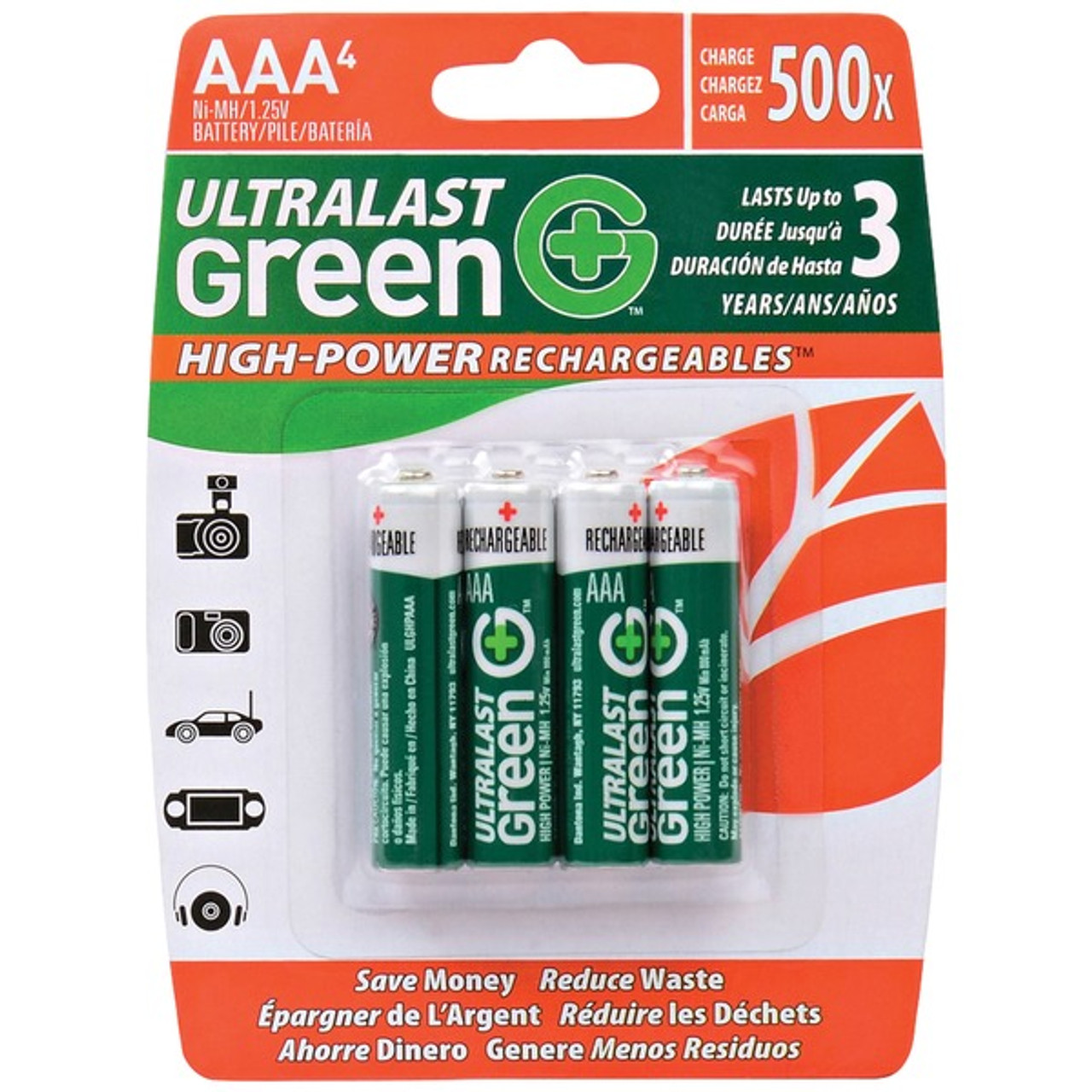 Green High-Power Rechargeables AAA NiMH Batteries (4 Pack)