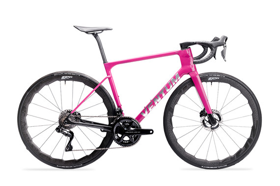 Ventum NS1 Dura-Ace Di2 road bike with ZIPP 353 NSW carbon wheels, Ventum CR2 one-piece carbon cockpit, and hourglass head tube.