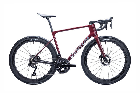 The Ventum NS1 Dura Ace Di2 road bike with the top-shelf Shimano groupset and ZIPP 454 carbon wheels.