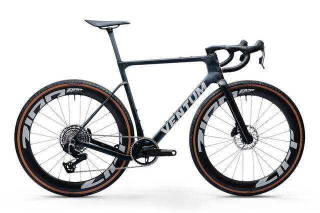 Ventum GS1 Force XPLR gravel bike with SRAM Force XPLR AXS drivetrain, tubeless wheels, and wide 700x48c clearance in matte finish.