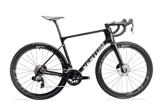 Ventum NS1 Rival AXS road bike with ZIPP 303 S carbon wheels and ZIPP alloy handlebar and stem cockpit.