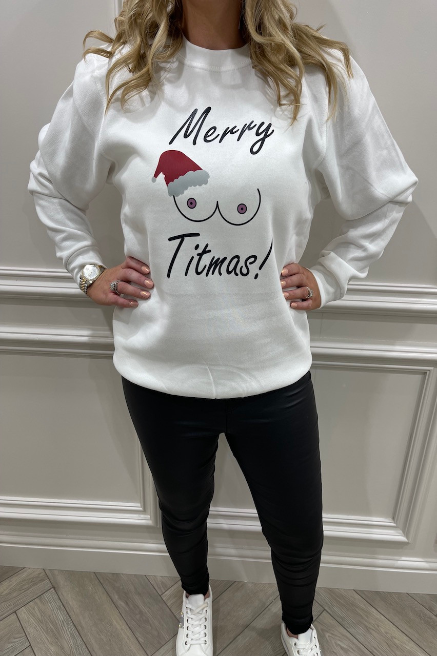 White Merry Titmas Christmas Sweatshirt 